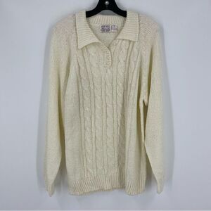 Miranda Women’s Vintage Cable Knit Long Sleeve Collared Sweater size XL